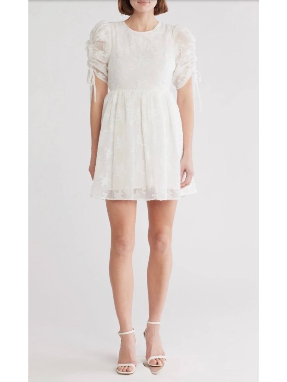 Lush Jacquard Lace Ruched Sleeve Minidress Size Large